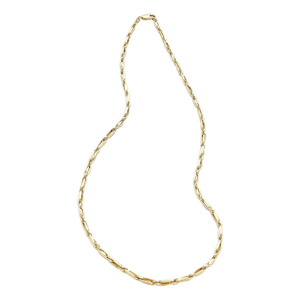 Chaîne de 45,7 cm À maille baguette creuse de 3 mm de diamètre en or jaune 14 k