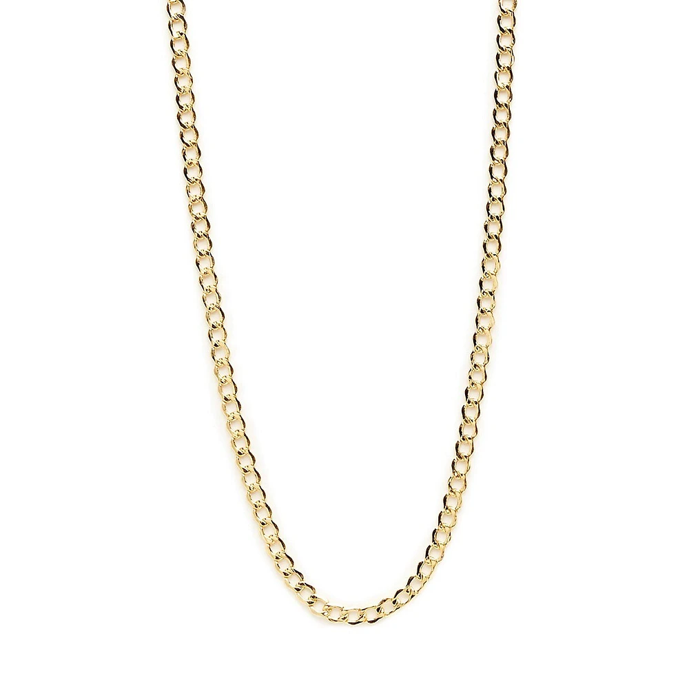 10K Yellow Gold Bevelled Curb Chain Necklace