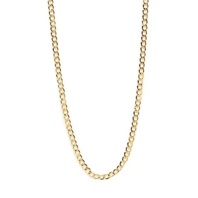 10K Yellow Gold Bevelled Curb Chain Necklace