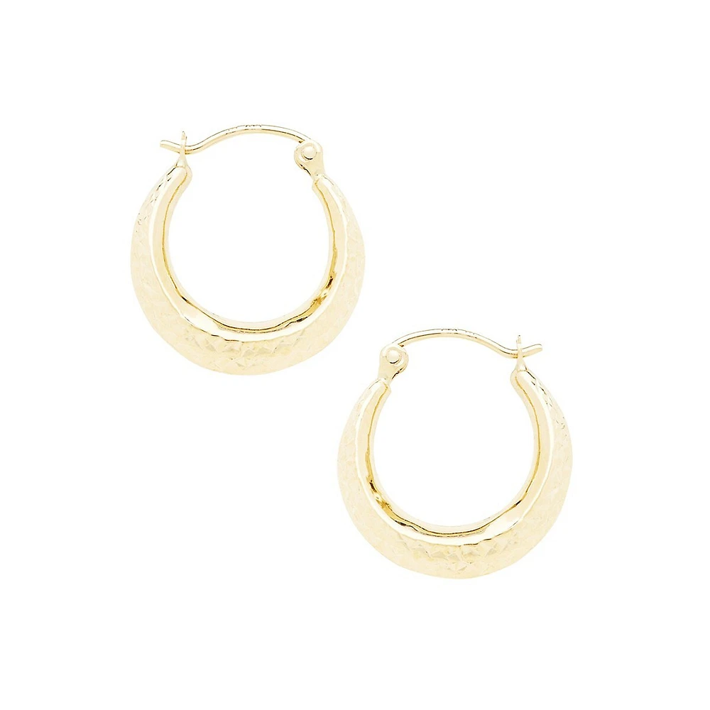 14K Yellow Gold Diamond-Cut 18mm Hollow Back To Back Hoop Earrings