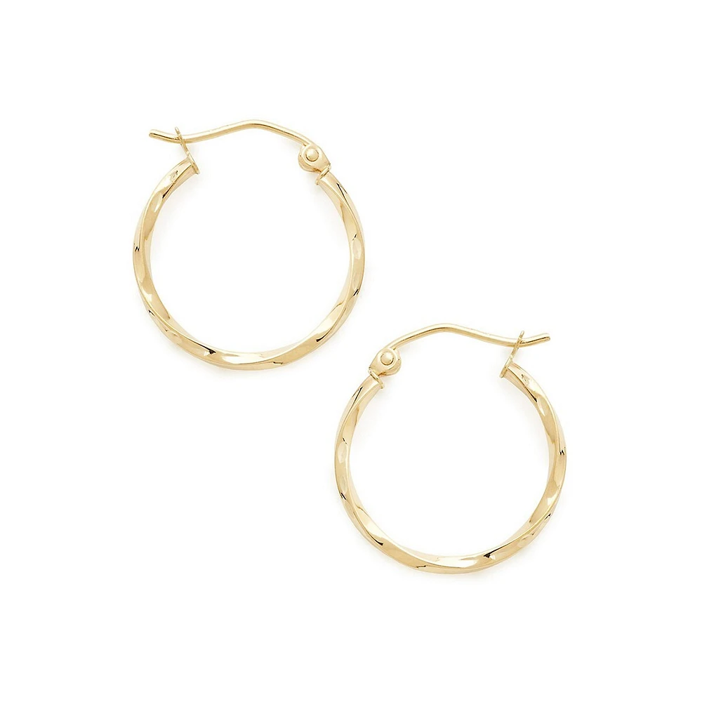 14Kt Yellow Gold 2x20mm Polished Hollow Twist Tube Hoops