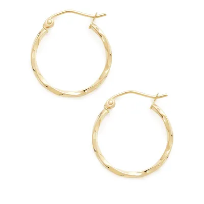 14Kt Yellow Gold 2x20mm Polished Hollow Twist Tube Hoops
