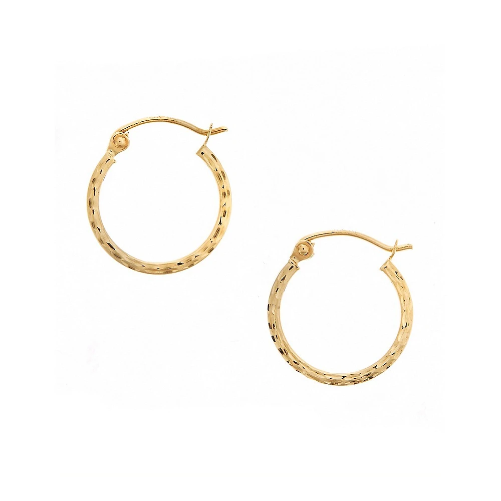 14K Yellow Gold Square Tube Hoop Earrings