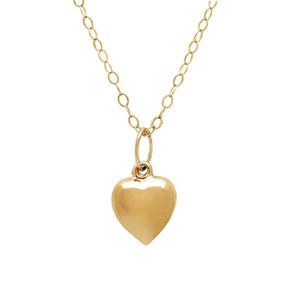 Kid's 14K Yellow Gold Heart Pendant Necklace