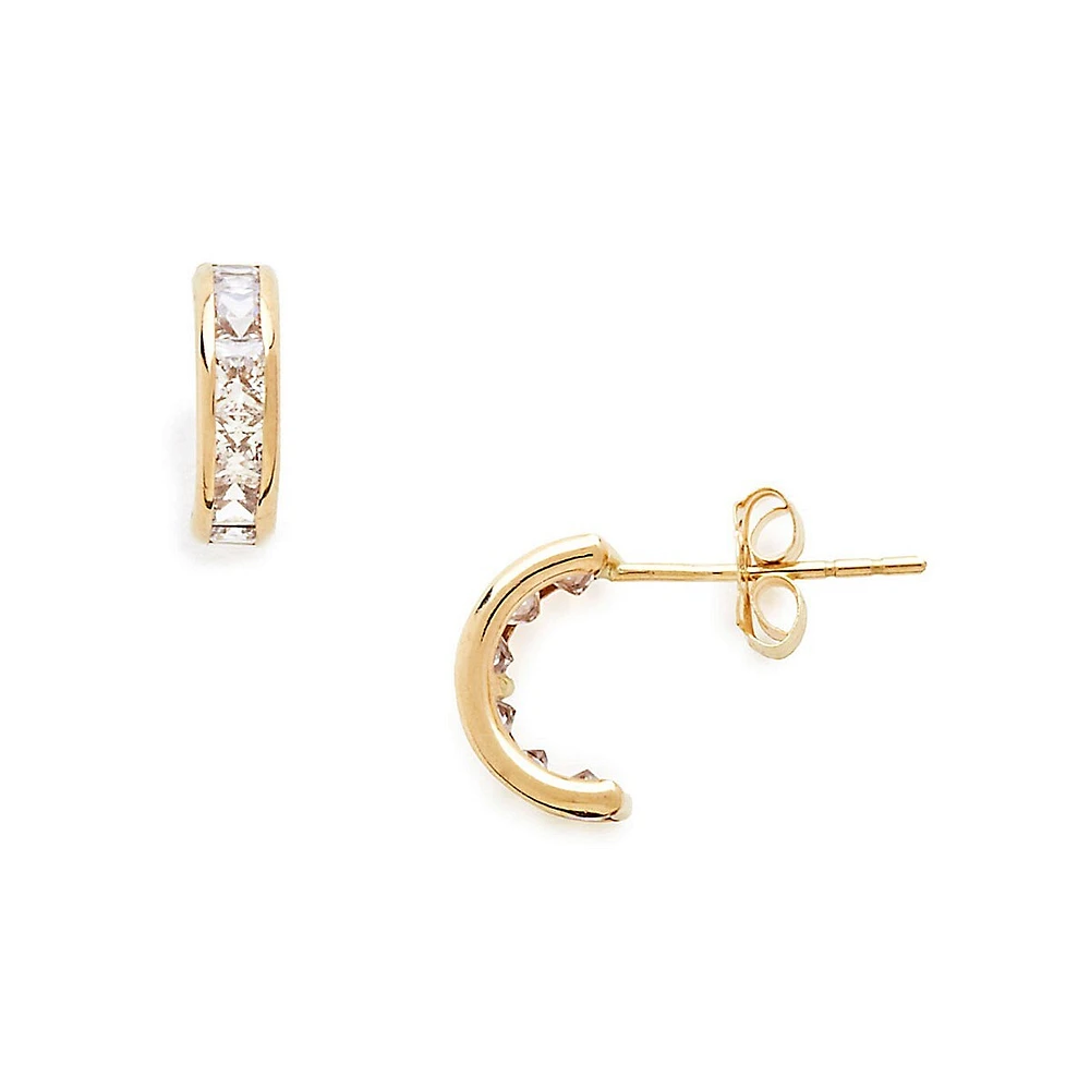 Kid's 14K Yellow Gold & Cubic Zirconia Hoop Earrings