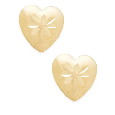 Kid's 14K Yellow Gold Heart Earrings