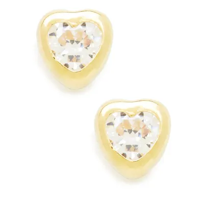 Kid's 14K Yellow Gold & Cubic Zirconia Heart Earrings