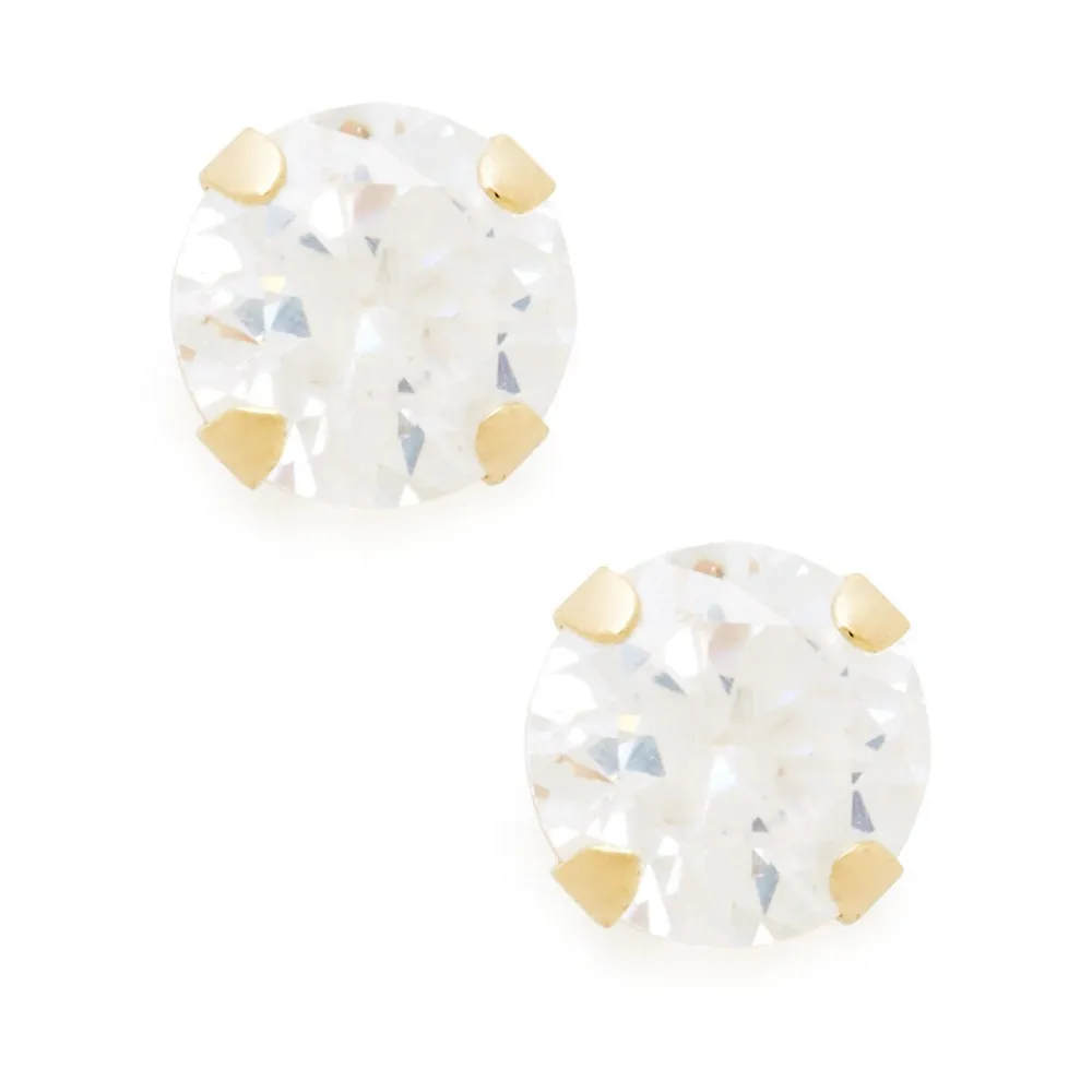 Kid's 14K Gold & Cubic Zirconia Earrings