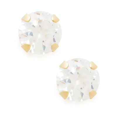 Kid's 14K Gold & Cubic Zirconia Earrings