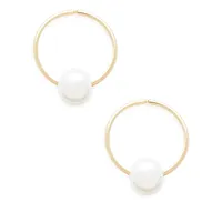 Kid's 14K Gold & Pearl Hoop Earrings