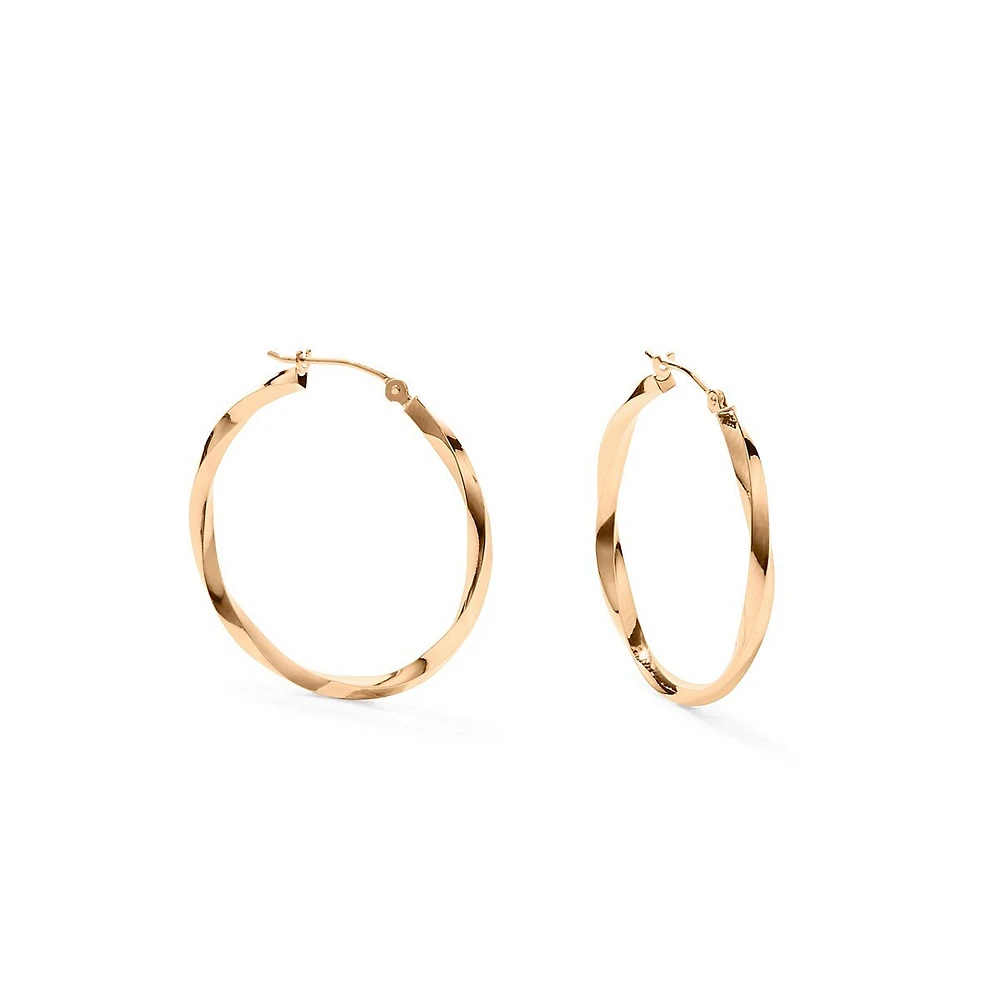 14K Yellow Gold Twisted Hoop Earrings