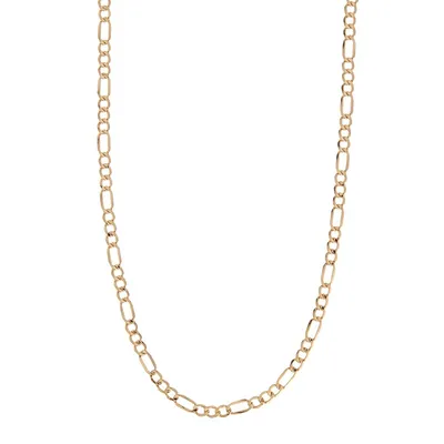 10Kt Yellow Gold Hollow 20 inch Figaro Link Chain With Lobster Clasp Closure