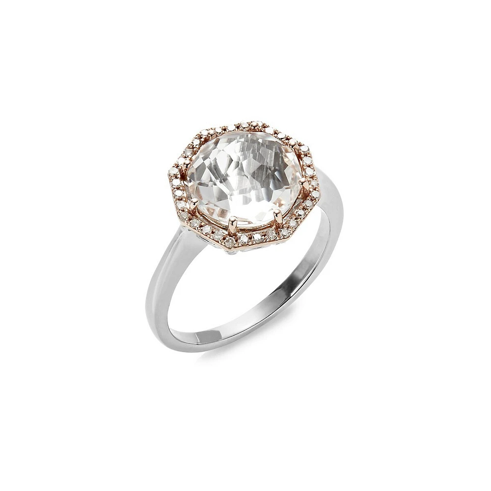 Bague en or rose14 K et en argent sterling avec diamants 0,12 ct