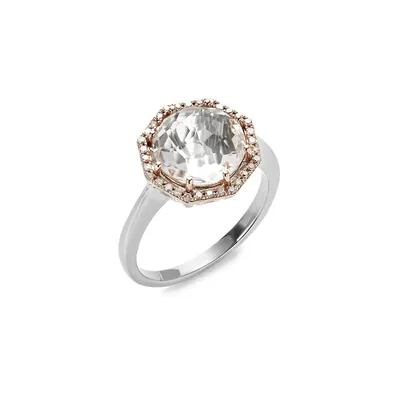 14kt Rose Gold and Sterling Silver Ring with 0.12 CT. T.W. Diamonds