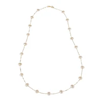 14K Yellow Gold Pearl Station Necklace