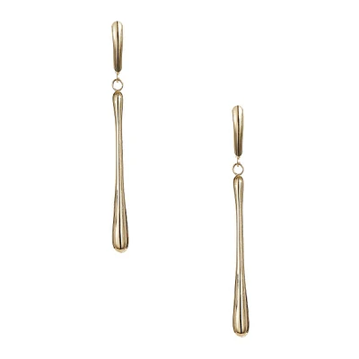 Boucles d'oreilles à levier 14 K en forme de goutte allongée creuse polie