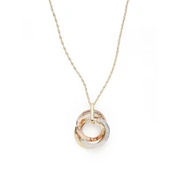 14K Gold Tricolour Interlocked Ring Necklace