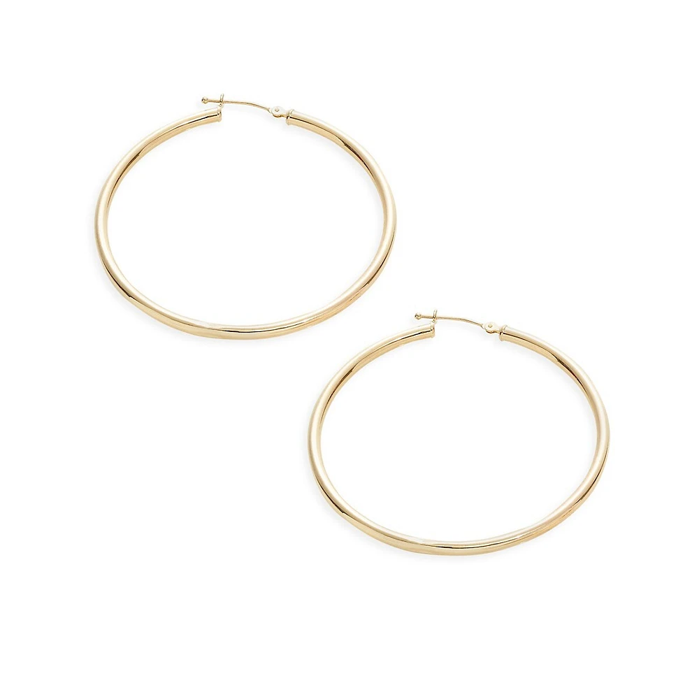 14K Yellow Gold Tube Hoop Earrings