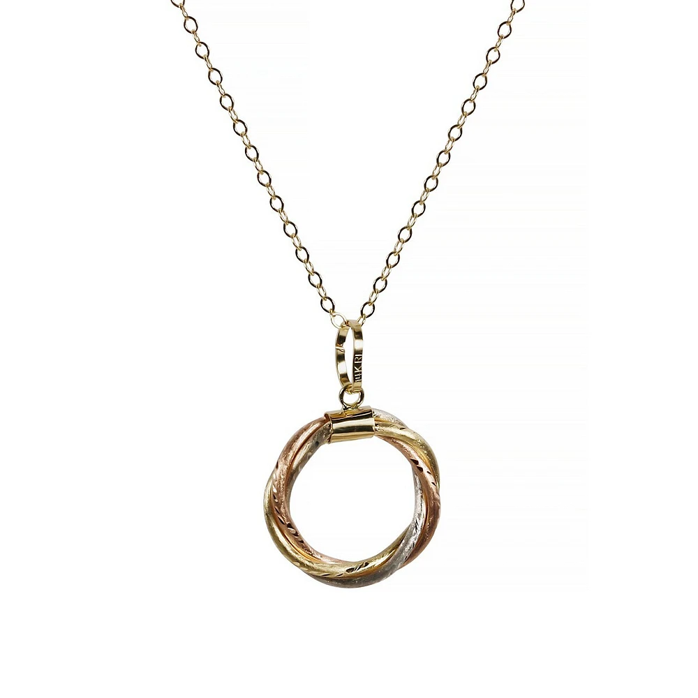 14K Tri-Colour Gold Pendant Necklace