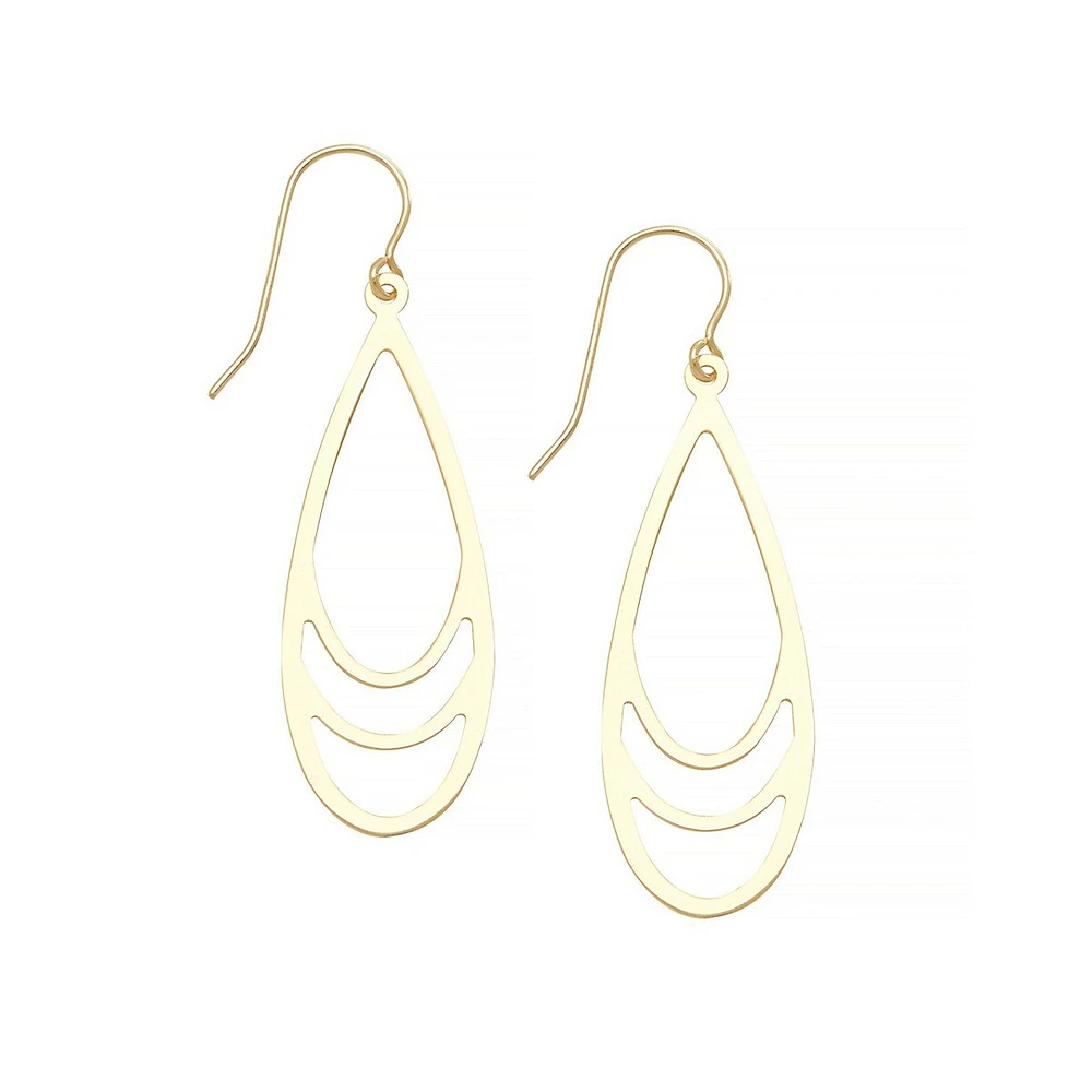 Pendants d'oreilles ouverts en forme de goutte en or jaune 14 K