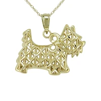 14K Yellow Gold Dog Pendant Necklace