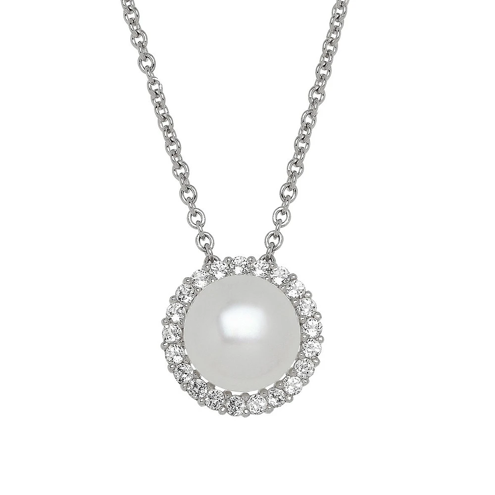 Collier halo avec perle et topaze