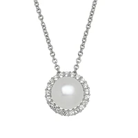 Pearl and Topaz Halo Necklace