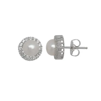 Pearl and Topaz Halo Earrings