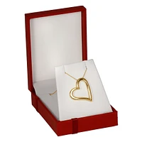 14K Yellow Gold Open Heart Pendant Necklace Box Set