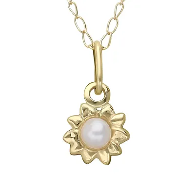 Kid's 14K Yellow Gold & Freshwater Pearl Pendant Necklace
