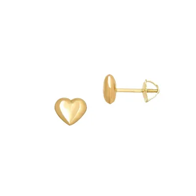 Boucles d'oreilles de cœur en or jaune 14 ct, pour enfant