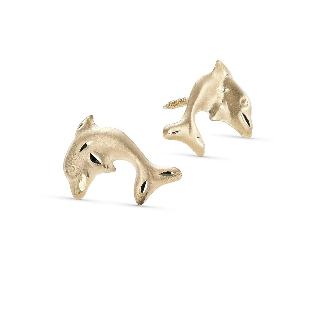 Dormeuses dauphins en or jaune 14 K