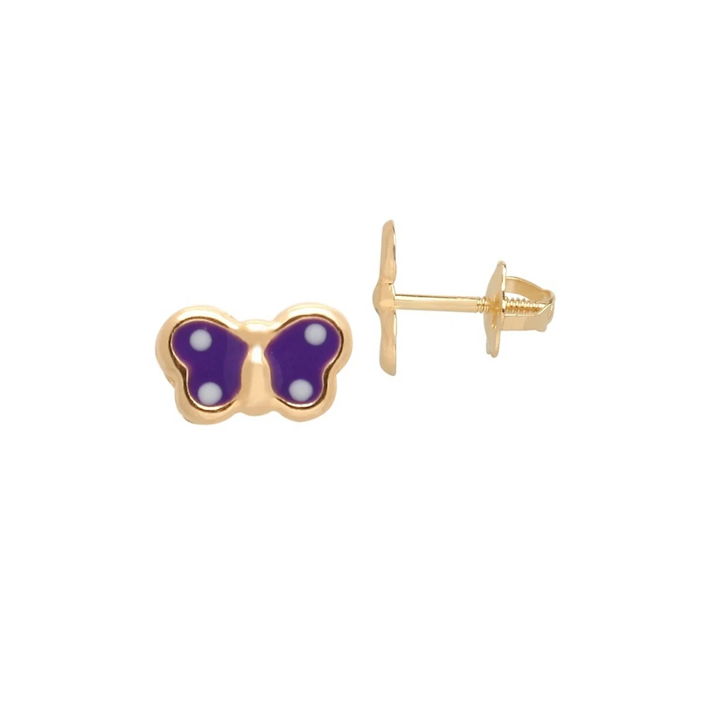 Kid's 14KT Gold Butterfly Earrings