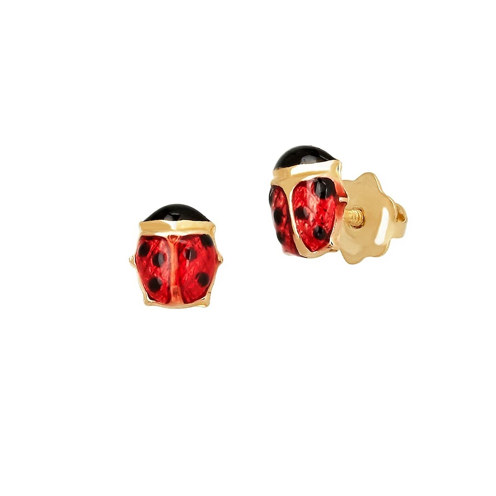 Kid's 14KT Gold Ladybug Earrings