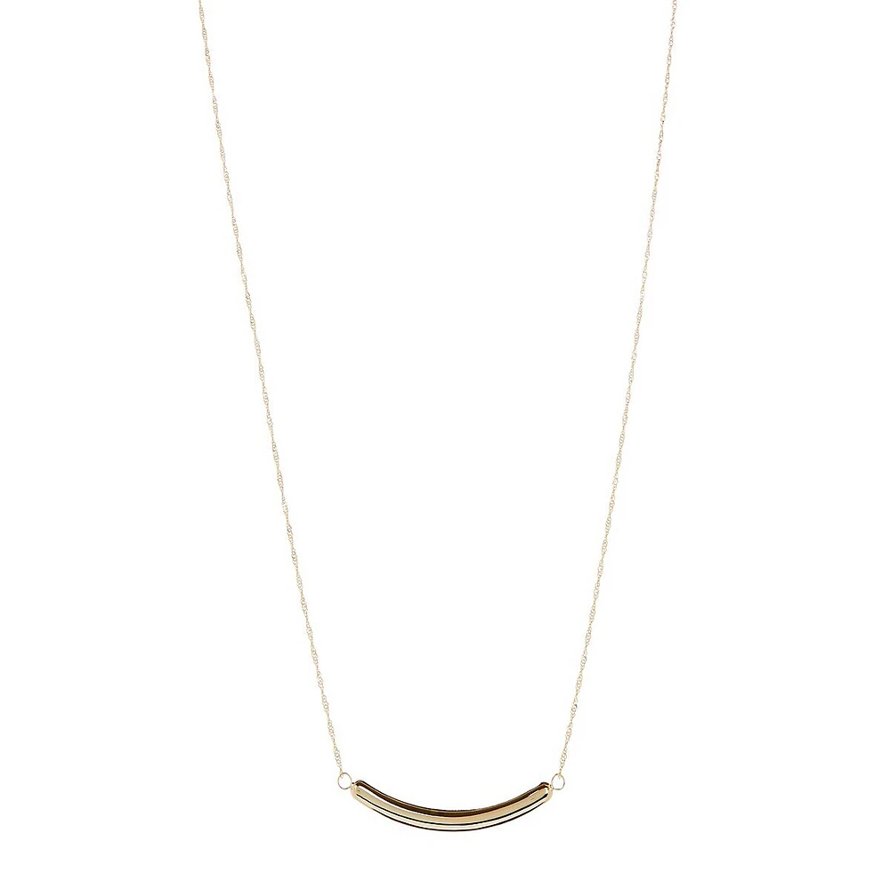 14K Yellow Gold Curved Bar Necklace