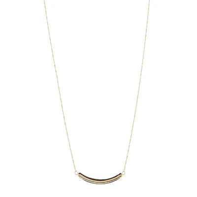 14K Yellow Gold Curved Bar Necklace