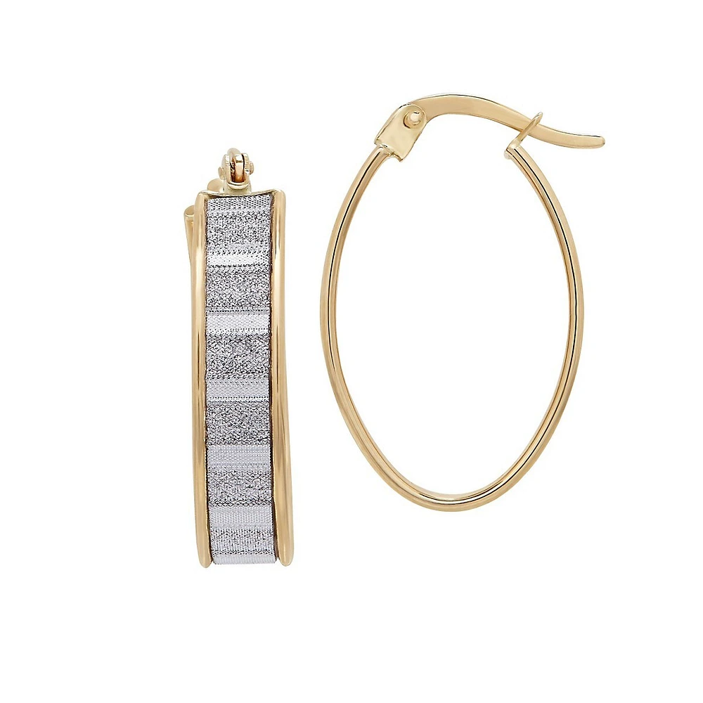 14K Gold Glitter Hoop Earrings