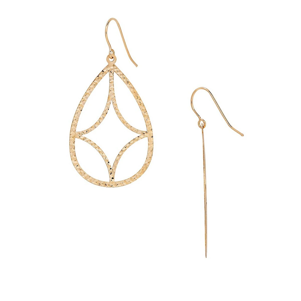 14K Gold Teardrop Dangle Earrings