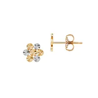 14K Gold Two-Tone Flower Earrings