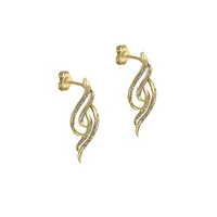 14K Yellow Gold Twist Earrings with 0.16 CT. T.W. Diamonds