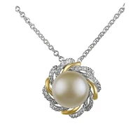 10MM Pearl and 0.024 CT. T.W. Diamond Pendant Necklace