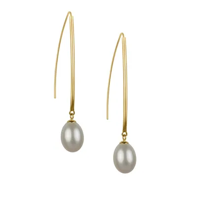 14K Gold Pearl Threader Earrings