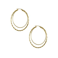 14K Yellow Faceted Hoop Earrings