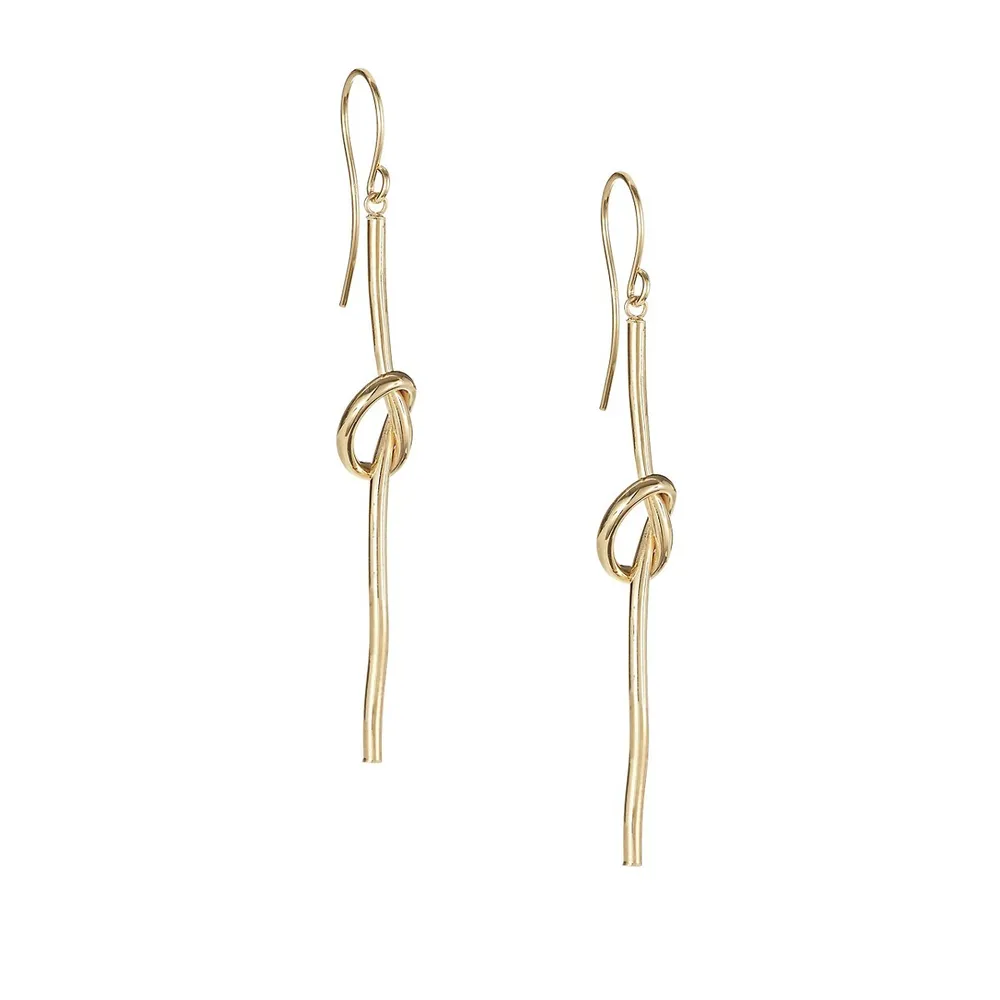 14K Yellow Gold Centre Knot Drop Earrings