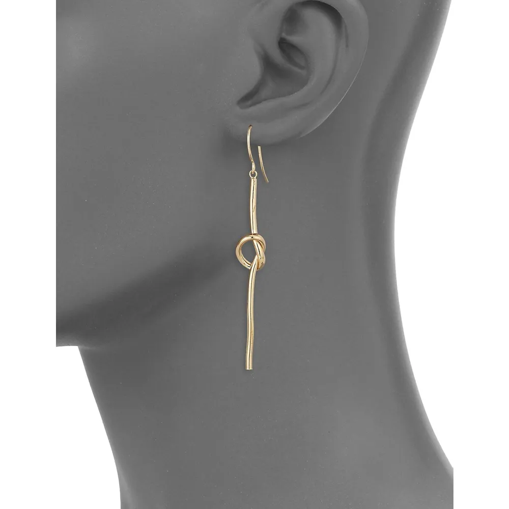 14K Yellow Gold Centre Knot Drop Earrings