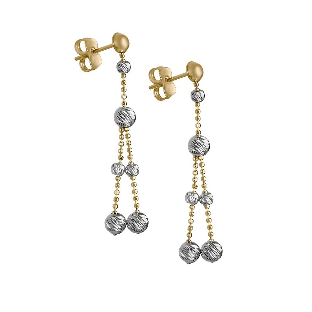 14K PDC Multi Strand Bead Drop Earrings