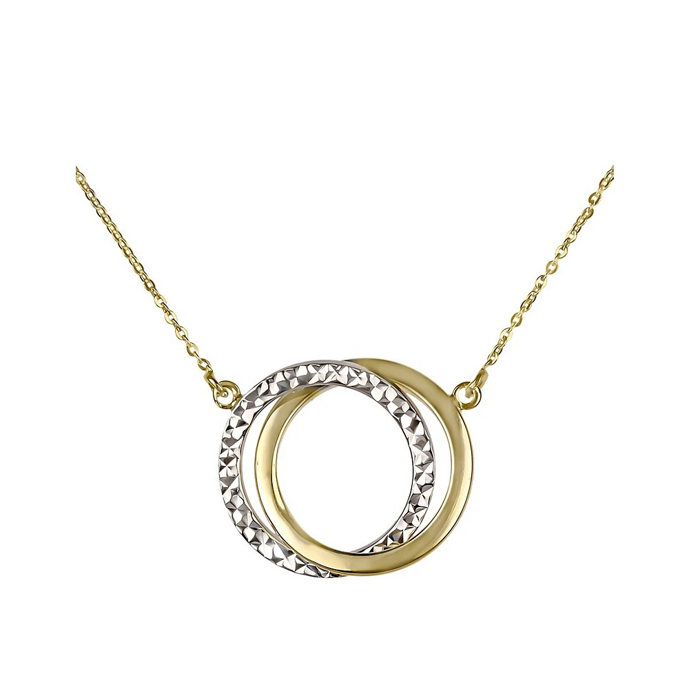 14K Gold Interlock Circles Pendant Necklace