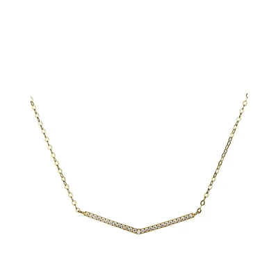 Collier à pendentif en forme de flèche en or jaune 14 K avec pavé