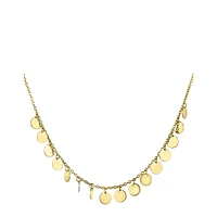 14K Yellow Gold Disk Dangles Pendant Necklace