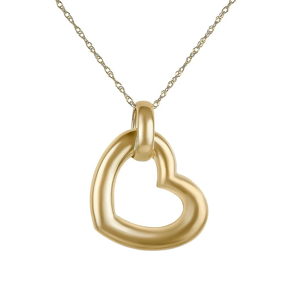 Collier à pendentif en or 14 K en forme de cœur